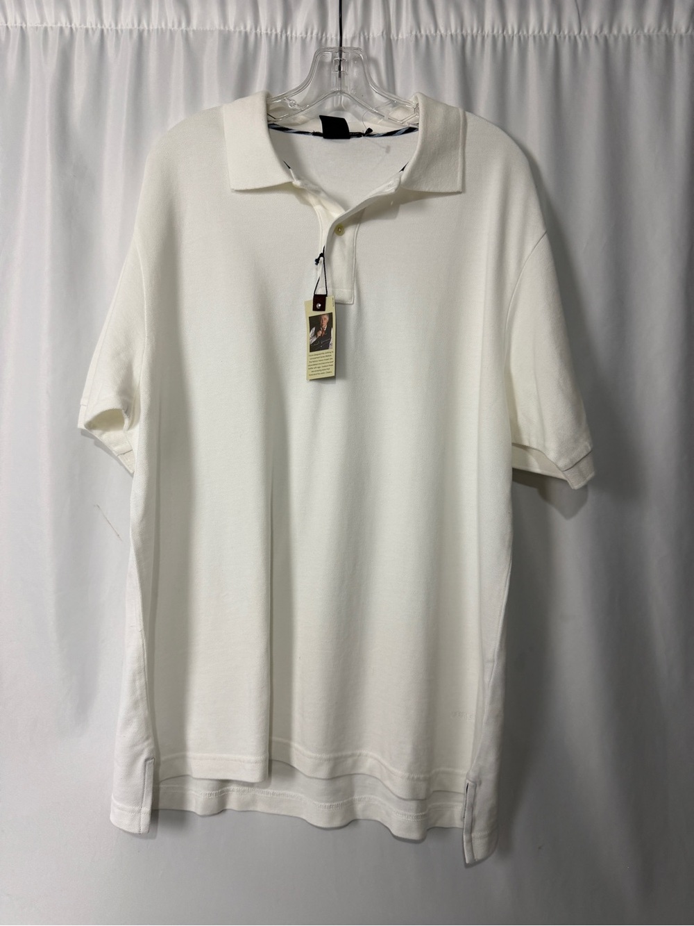 Men's Daniel Cremieux White Polo Shirt Tailored Fit Sz L